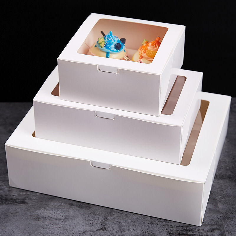 雪媚娘杯子蛋挞纸杯蛋糕包装盒子马芬 4 6 12格/粒戚风牛皮白卡