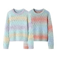 毛衣2025秋冬季新款女装小众设计感针织衫圆领橘色上衣KSH2509009