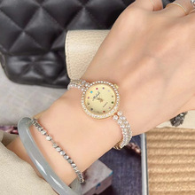 米莉莎中古风珍珠七彩石小表盘手链女表银粉色小香风手表防水批发