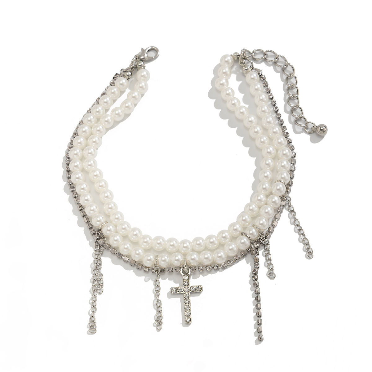 Women's Gender Wholesale Jewelry Elegant Vacation Cross Imitation Pearl Alloy Anklet
