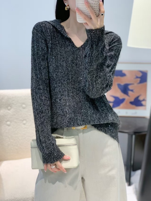 濮院花纱羊驼毛海军领加厚款灰色亮片针织毛衣打底衫卫衣韩版女装|undefined
