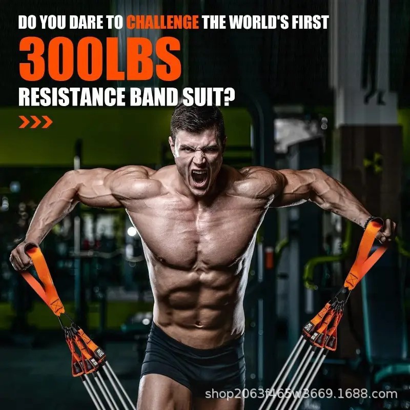 Cross-Border Best-Selling 12-Piece Set of Resistance Bands, Stretching Fitness Equipment, Resistance Band Set, Tpe Latex Elastic Rope