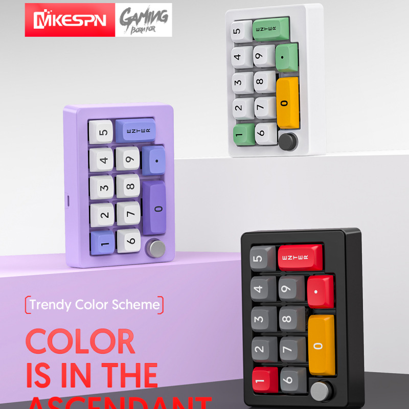 Teclado mecánico Teclado numérico de 13 teclas Programación de macro personalizada con perilla Pollo comiendo multimedia Enchufe en caliente Eje rojo