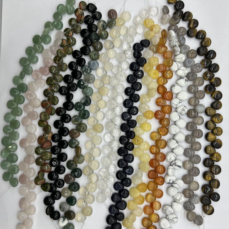 天然水晶半宝石10*12mm横穴扁雫花びらdiy手作り材料アクセサリー散珠|undefined