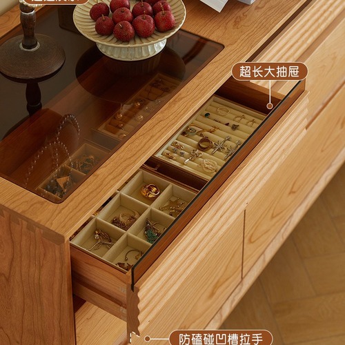 Solid Wood Nine Drawers Chest of Drawers Cherry Wood Nordic Retro Small Apartment Bedroom Bedside Living Room Storage Drawer Side Cabinet 