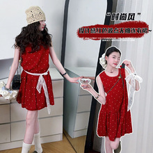 女童夏季连衣裙2025新款时尚女孩韩系中大童洋气花苞背心裙跨境潮