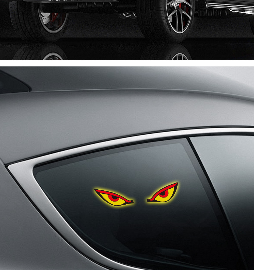 Car Devil Eye Solar-Powered Wireless Decorative Light Led Warning Light Triangular Window Rear Window Car-Mounted Fun Atmosphere Light