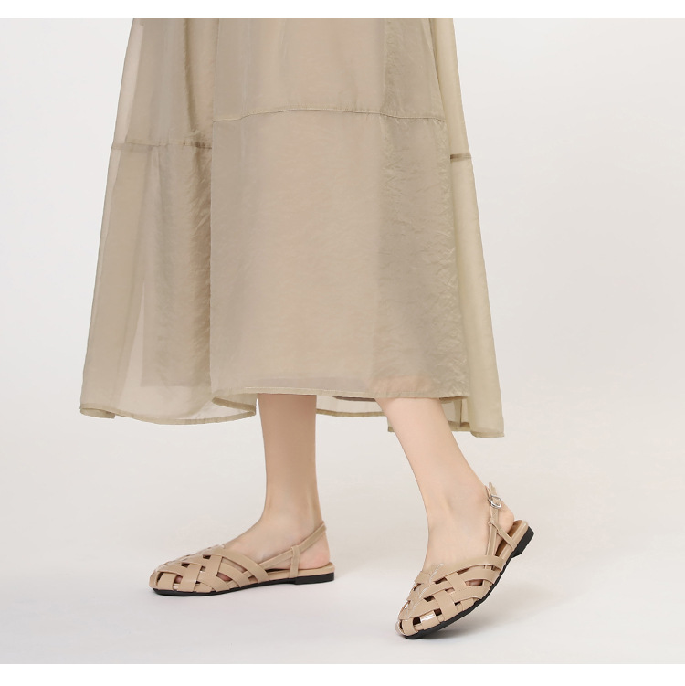 Sandalias romanas planas trenzadas transpirables para mujer_voghion.com