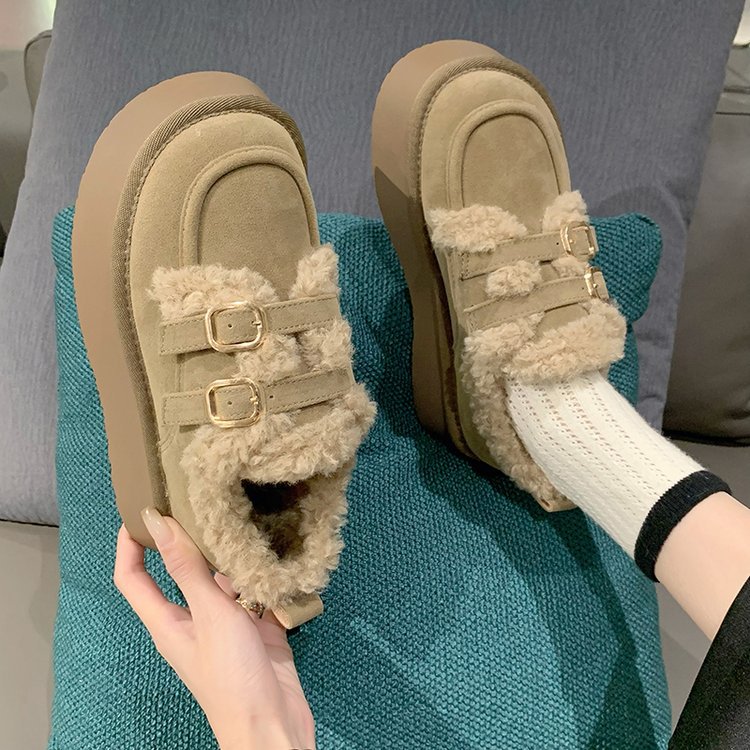 Zapatos de invierno de invierno de 2025 nuevos botas de algodón de nieve con una sola gruesa y gruesa para aumentar la altura de los zapatos de mujer