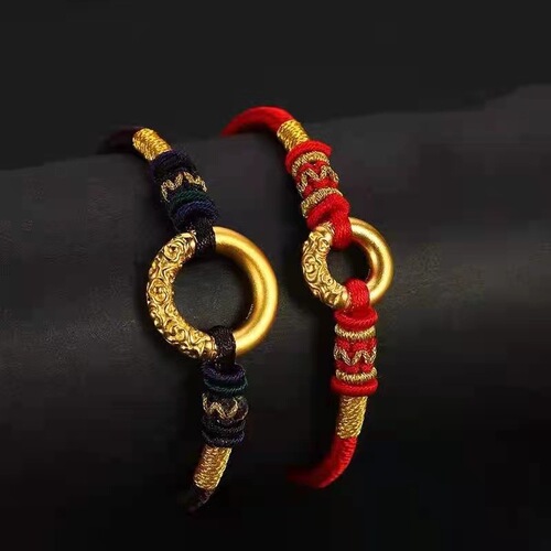 Vietnam sand gold Ruyi gold hoop pendant Men's and women's ancient peace buckle necklace copper gold-plated Xiangyun circle pendant