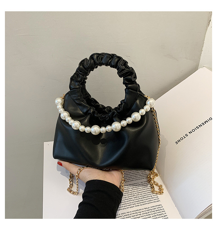 Großhandel Plissierte Perlenkette Einfarbige Handtasche Nihaojewelry display picture 101