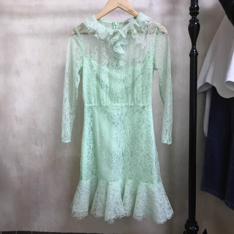 Fadan S Family 18 Fall/Winter Elegant Fresh Lace Ruffled Dress R20192H 85139 Clearance