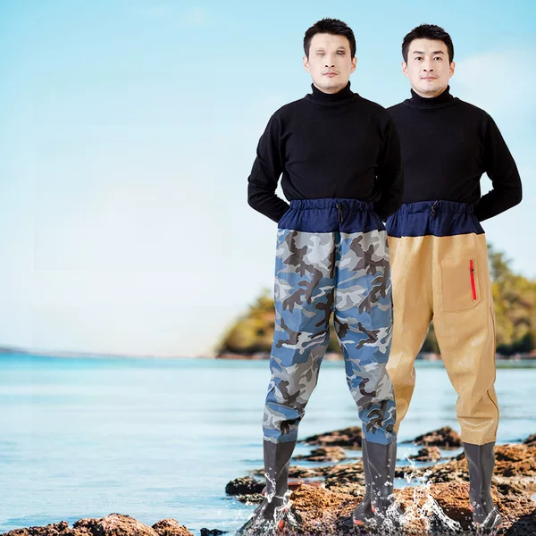 Half-body fish catching men's rain pants with rain boots lightweight and solid water-proof waist-fitting water pants