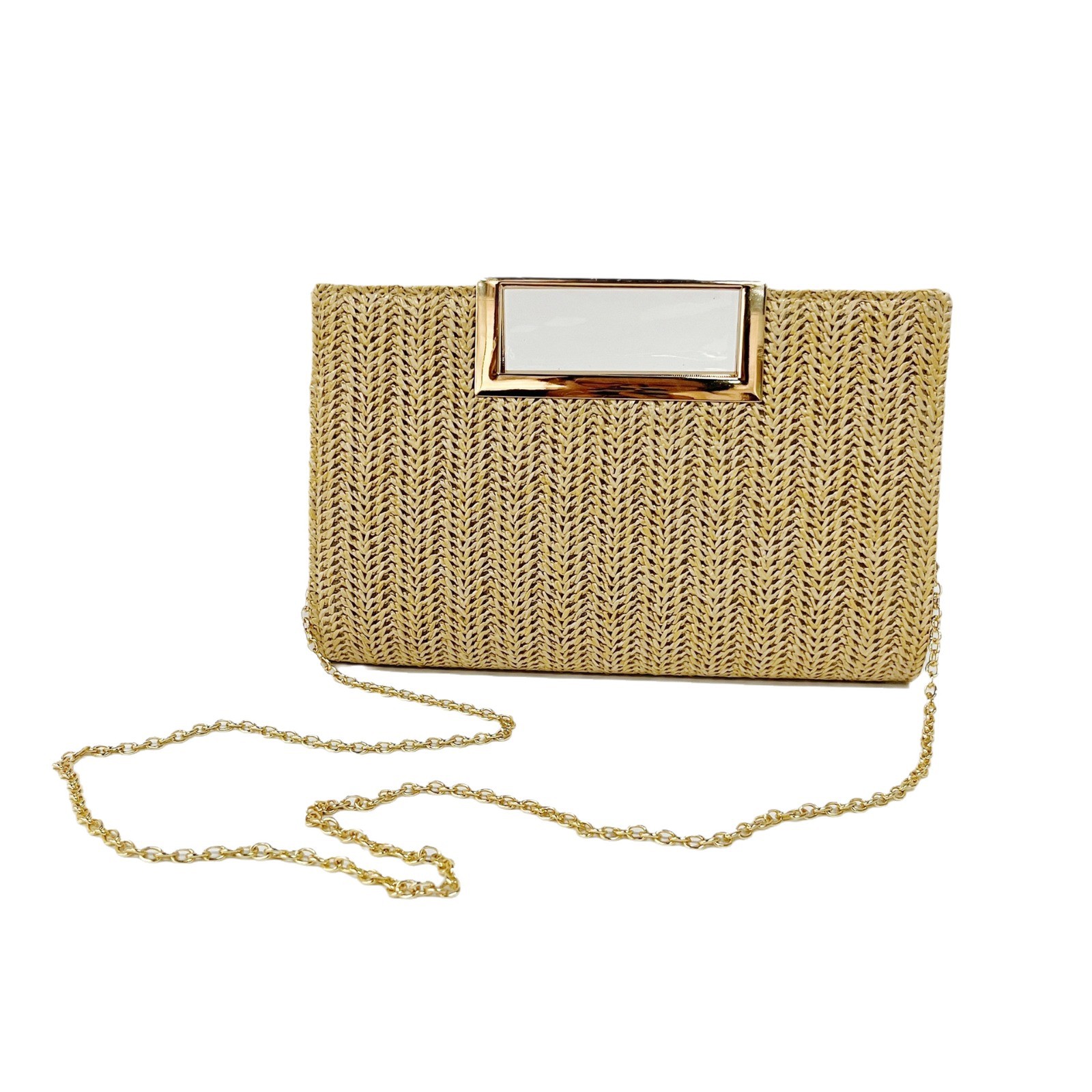 Pochette da sera intrecciata per donna stile europeo elegante_voghion.com
