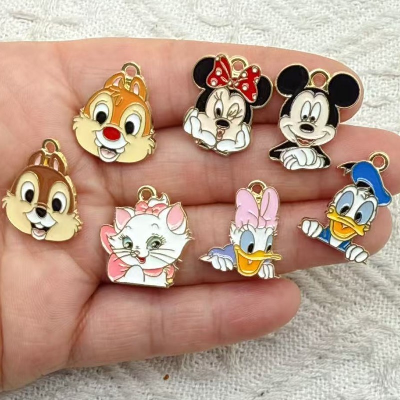 漫画アニメーションミッキーメアリー猫 DIY ジュエリーアクセサリーオイル滴下合金ペンダントキーホルダーイヤリングペンダント|undefined