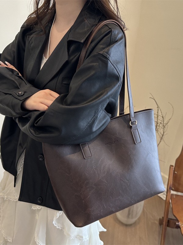 复古大容量通勤包包女2025新款潮时尚韩版托特包百搭单肩手提包女|undefined