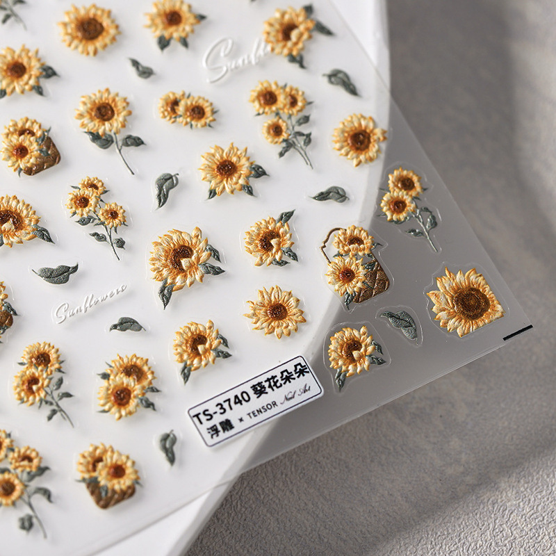 TENSOR Stereoscopic Sunflower Flower Thin Tough Nail Art Sticker Adhesive Nail Jewelry TS-3739 Sunflower TENSOR Stereoscopic Sunflower Flower Thin Tough Nail Art Sticker Adhesive Nail Jewelry TS-3739 Sunflower