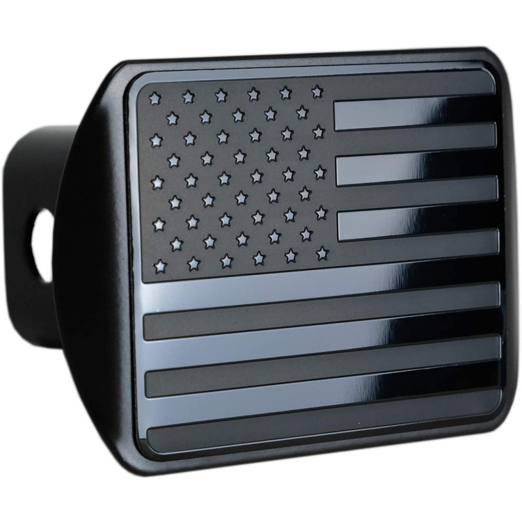 3D raya Blanca Bandera de metal remolque gancho de polvo enchufe del coche cubierta cuadrada boca cubierta protectora cubierta del remolque Americano