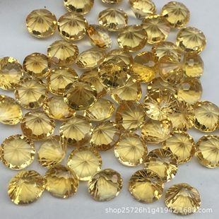 Natural Citrine Fireworks Cut Round Ring Surface Net Body Pointed Bottom Bare Stone Oval Water Drop Triangular Ring Surface Wholesale