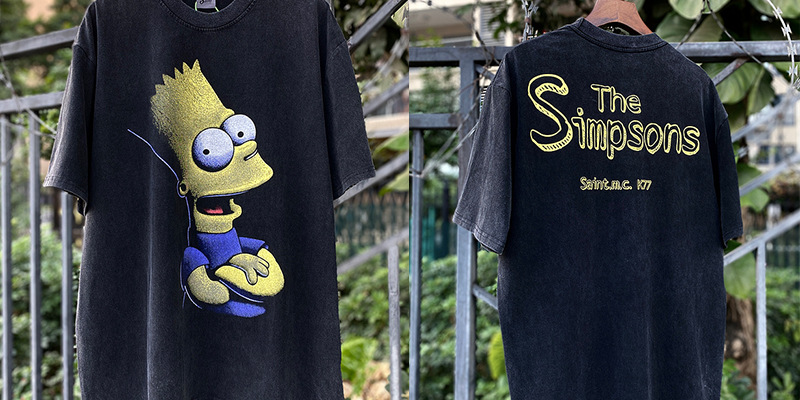 Vintage lavado viejo vintage manga corta marca de moda americana niebla calle suelta VTG casual cuello redondo hombres y mujeres camiseta