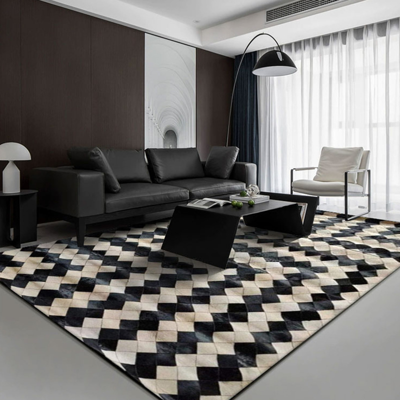 Alfombra de piel de vaca natural hecha a mano sala de estar doméstica irregular alfombra de piel de vaca real alfombra de mesa de té alfombra personalizada