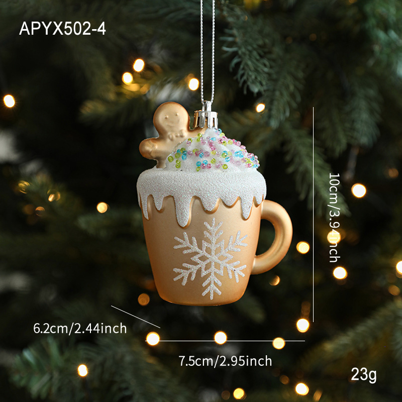 新しいゴールデンレッドゴールデン粘着粉末プラスチックペンダントマットグレーパウダー漫画ペンダントクリスマスツリーウィンドウ装飾|undefined