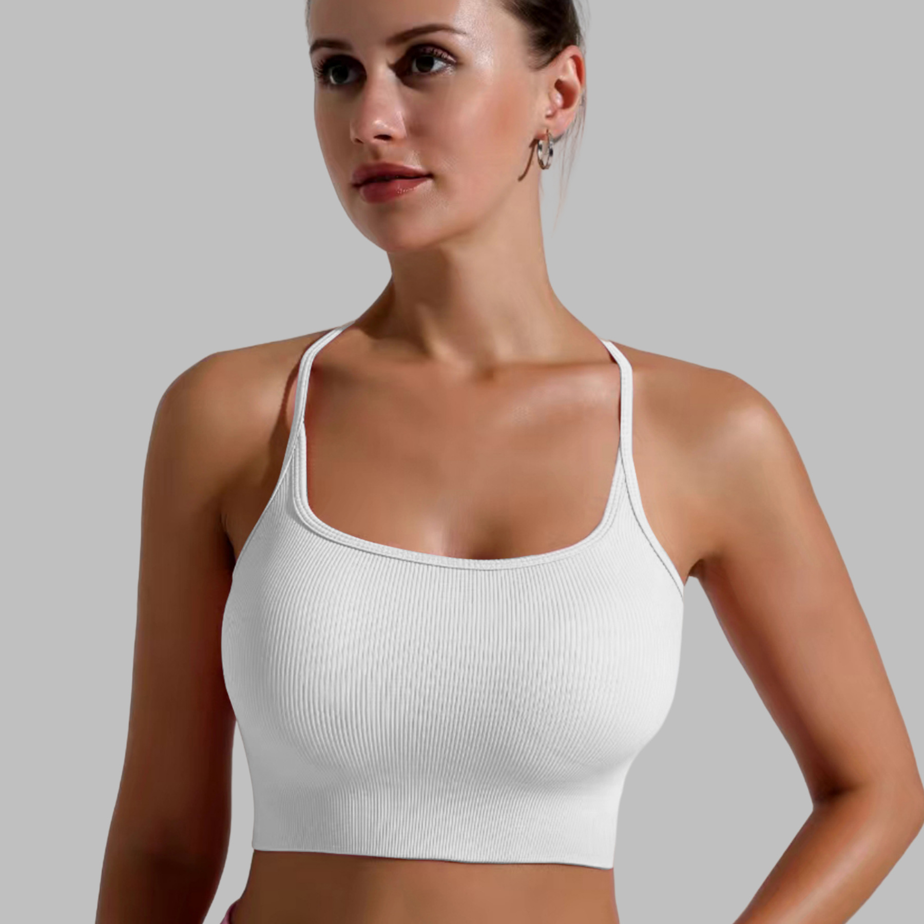 Shock Absorption, Cross Beauty Back, Sub-breasts, Nude Yoga Vest, Breathable Thin Shoulder Straps, Sports Bra Inside_voghion.com