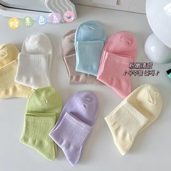 Socks for Girls Spring and Summer Series Fresh and Clean Solid Color Socks, Macaron Color Short Socks Candy Color Sports Socks