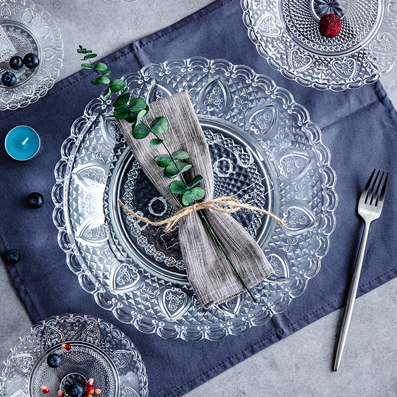 水果盘家用北欧风心形玻璃果盆客厅干果盘糖果盘零食盘子一件代发