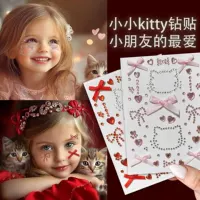 Новый интернет-красный всплесок для детей kitty кошка макияж наклейки для лица с бриллиантами наклейки для ногтей хрустальный драгоценный камень акриловая наклейка для лица