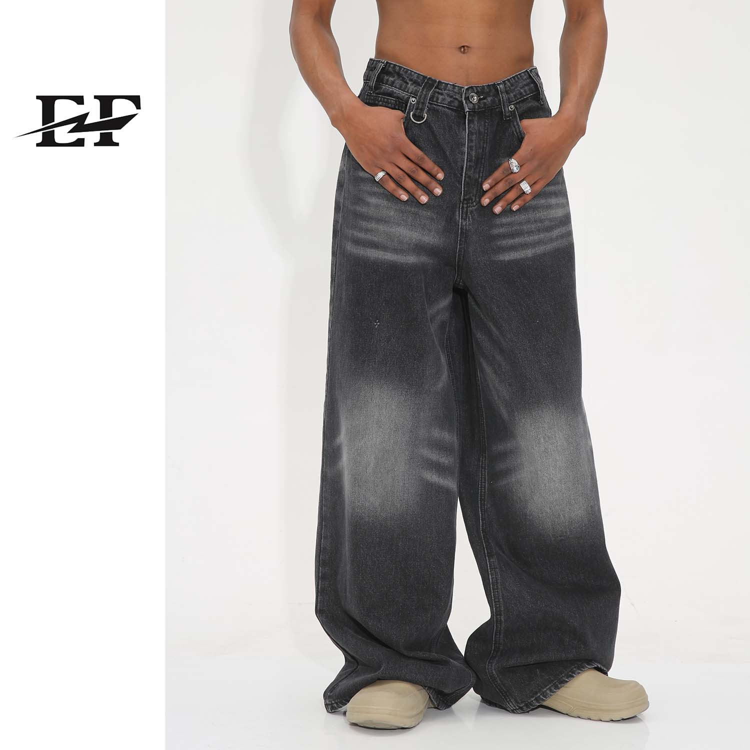 EF Denim | 2023 nuevos pantalones lavados retro rectos de pierna ancha pantalones de mezclilla sueltos hombres a juego