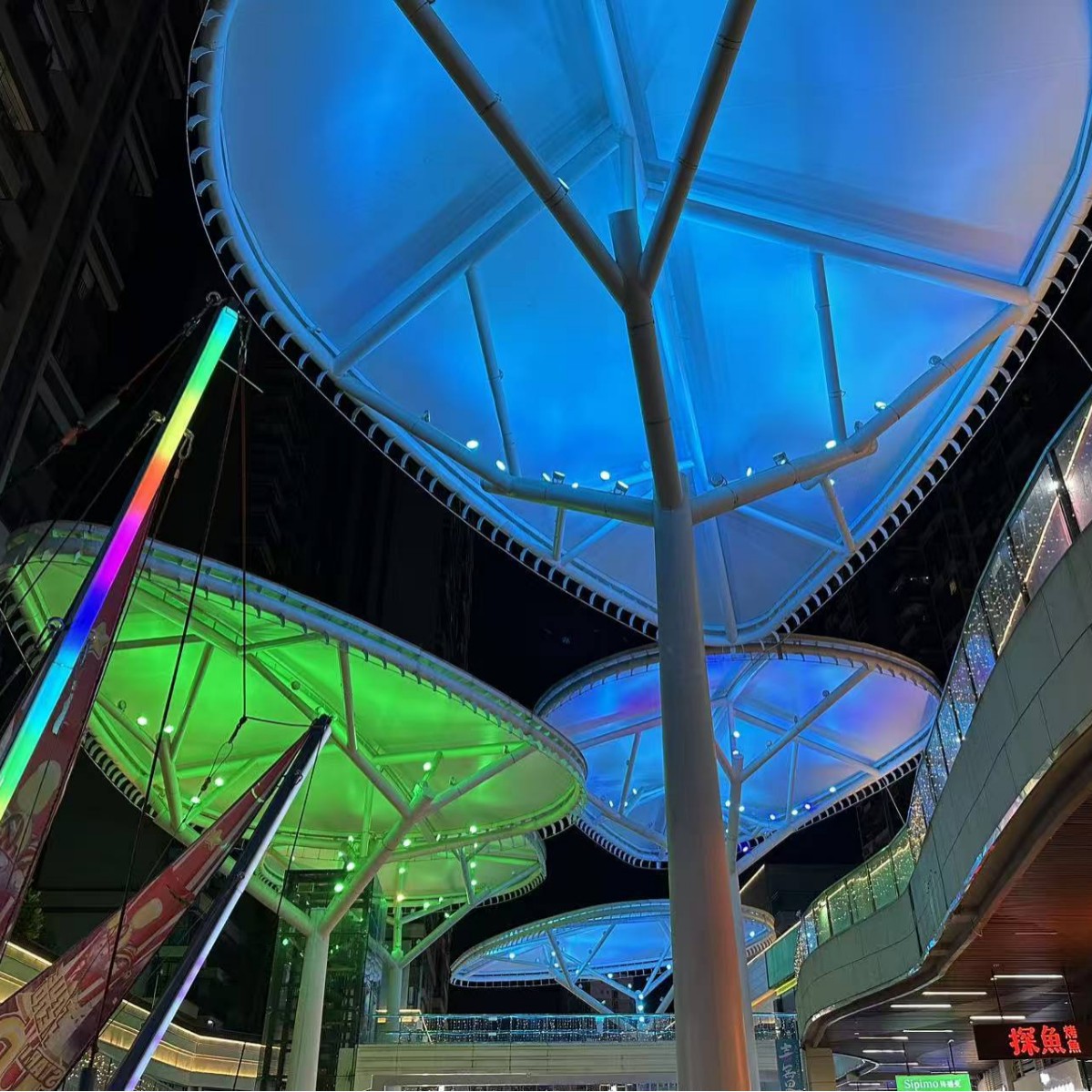 户外景区商场异型膜结构钢结构公园露营张拉膜遮阳雨棚天幕帐篷膜