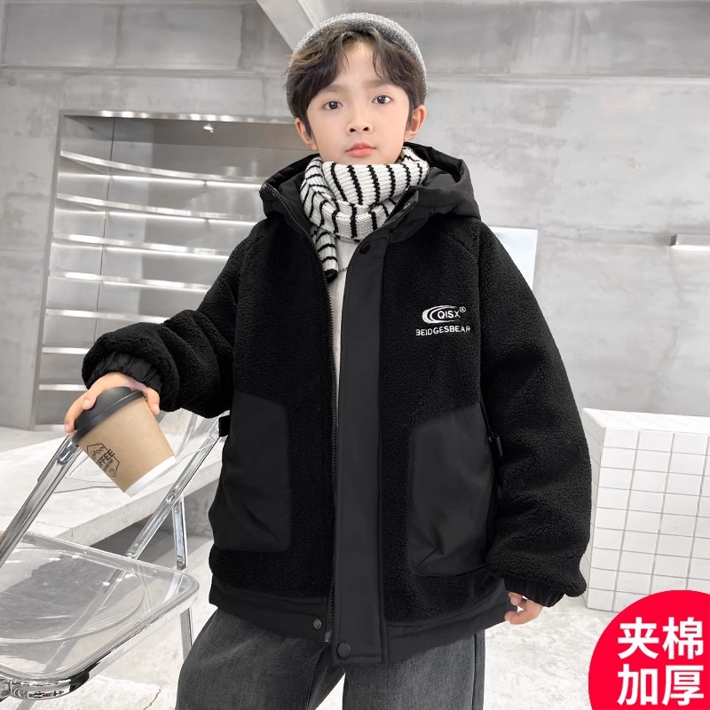 (2개) 아동복 소년 코트 소년의 상부 옷 새로운 두꺼운 기모 겨울면 패딩 코트 따뜻한 HUZHOU ZHILI