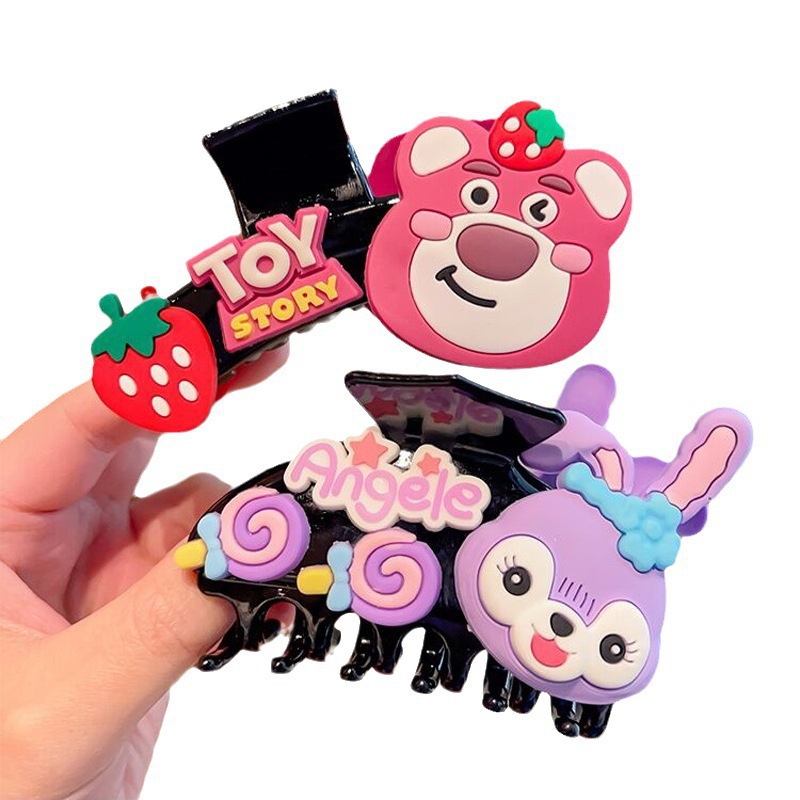 Temporada de dibujos animados de verano de niña updo horquilla lindo Oso de fresa clip para niños bebé hembra horquilla trasera cabeza clip de tiburón