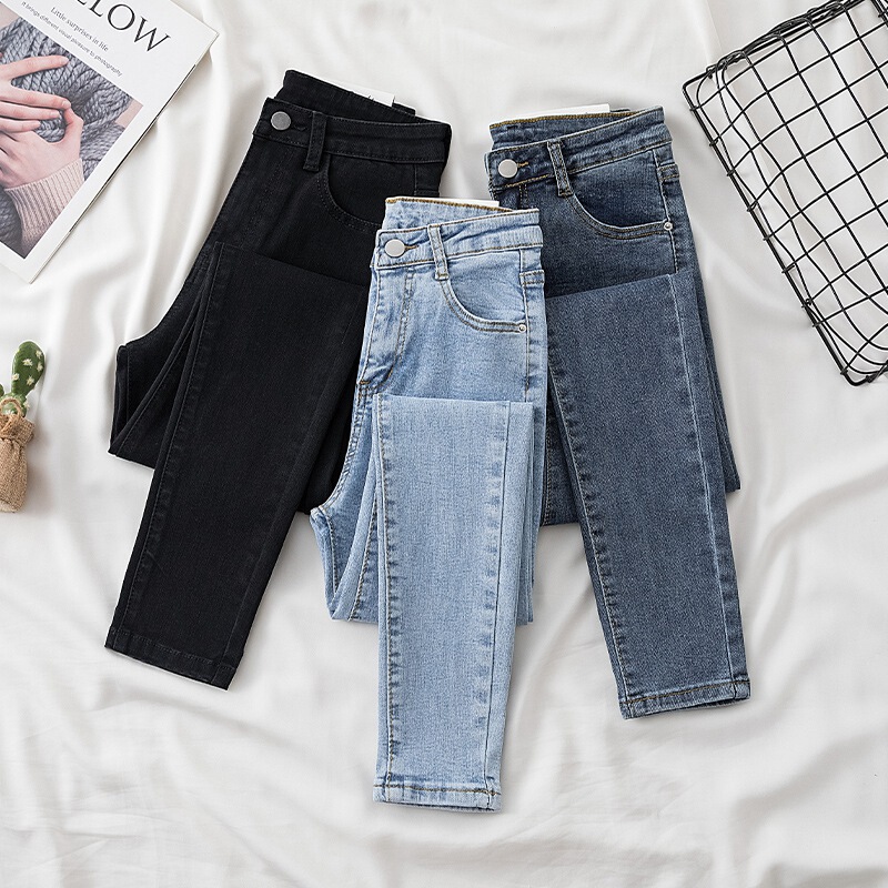 Women's Cropped Jeans, High-Waisted, 2026 New Korean Style, Slim Fit, Tight Pencil Pants, Trendy Women's Cropped Jeans, High-Waisted, 2026 New Korean Style, Slim Fit, Tight Pencil Pants, Trendy