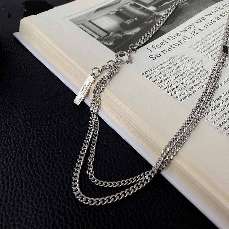 Casual Hip Hop Geométrico Acero Titanio Doble Capa Barniz De Estufa Metal Hombres Collar De Cadena Collares De Cadena Para Hombre display picture 3