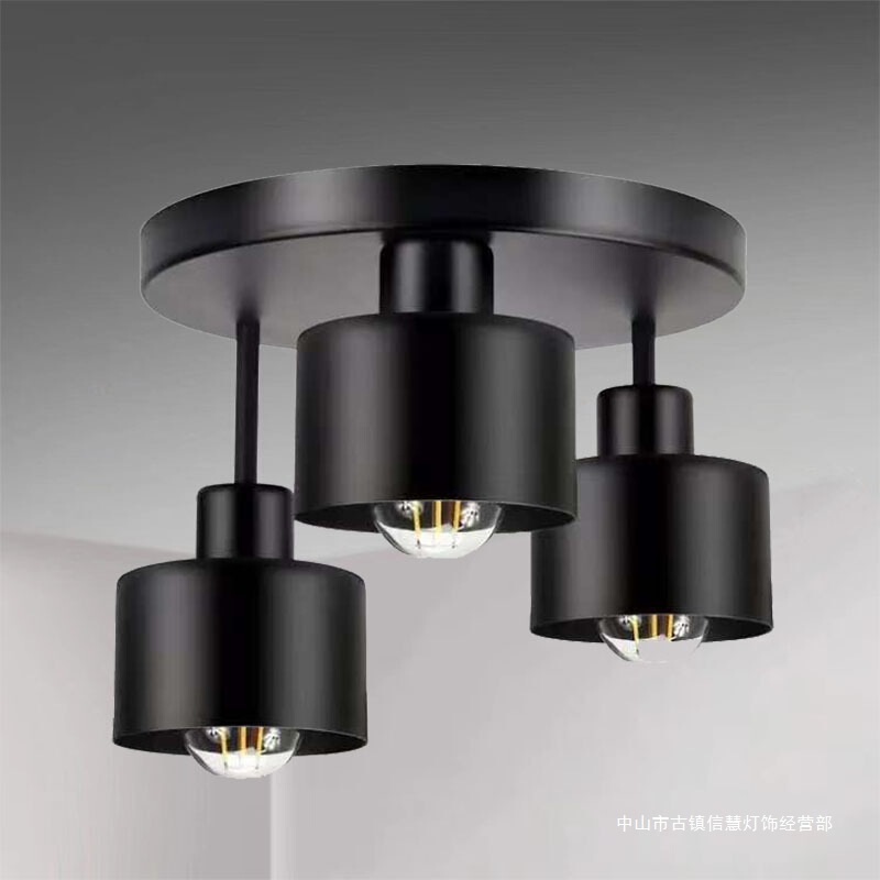 Cross-Border Wrought Iron Ceiling Light Modern Lamp Black Kitchen with Lampshade Corridor Lamp Suitable for Entrance Bedroom
