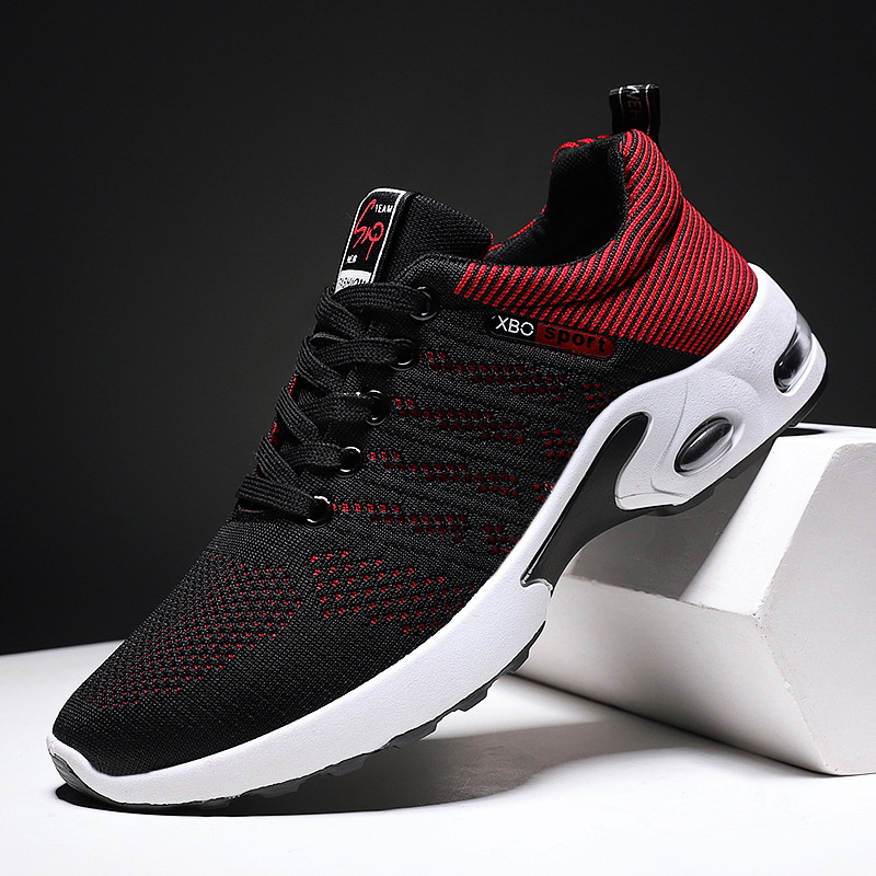 Shoes for Men Spring and Autumn New Trendy Fly-Knit Walking Shoes Breathable Lace-Up Running Shoes Lightweight Casual Sports Shoes for Men
