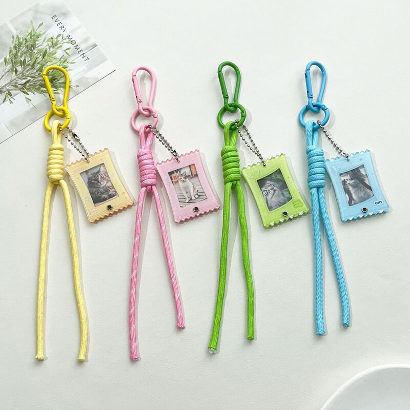 Ins-Style Photo Frame Keychain Acrylic Slider 1.0inch Photo Card Holder Idol Fan Headshot Storage Pendant