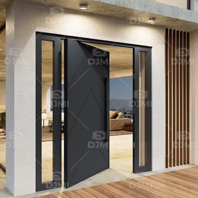 超高宽铸铝门旋转别墅大门转轴入户防盗大门智能门锁现代简约铝门