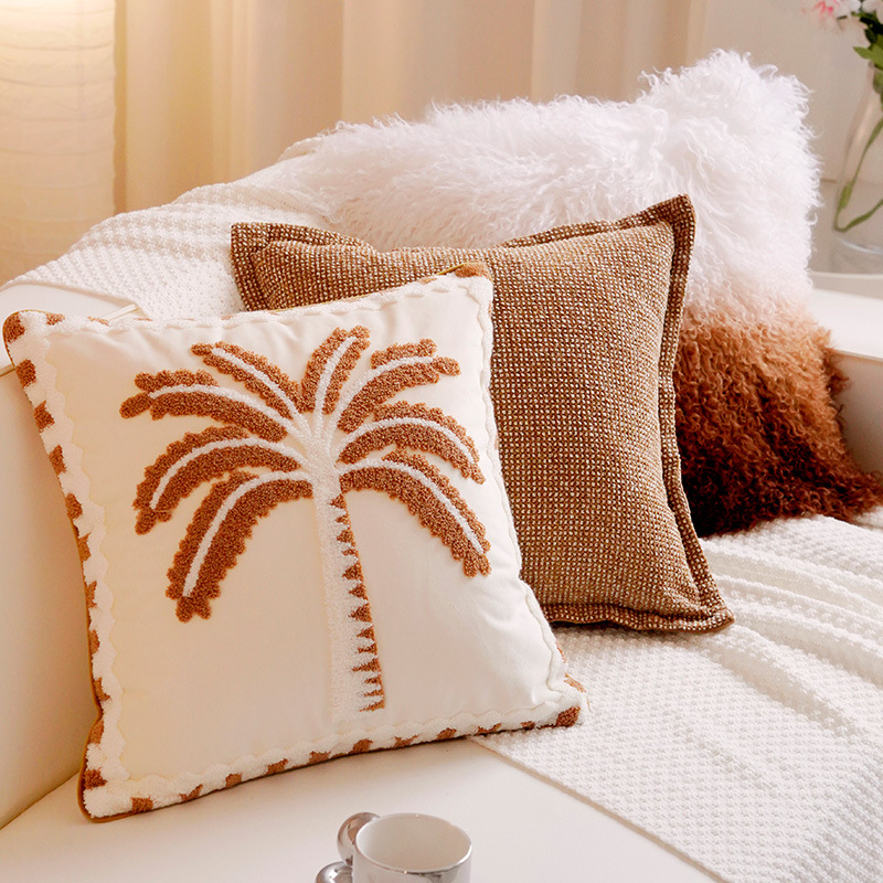 Sofá de estilo de crema de estilo nórdico lujoso cama ventana flotante sofá almohada cojín almohada image 3