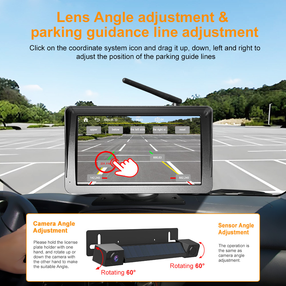 7inch Carplay car display solar-powered reversing camera