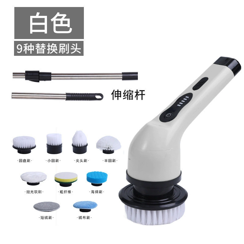 家庭用キッチン、バスルーム、トイレの床用手動強力洗浄ツール用のクロスボーダー電動多機能クリーニングブラシ|undefined