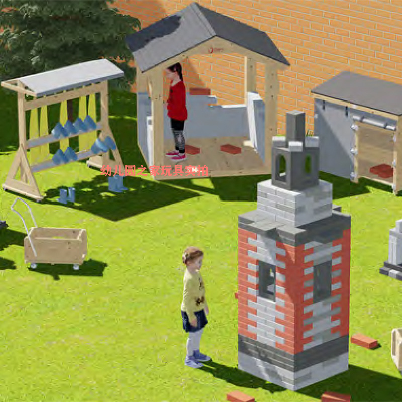Kindergarten Outdoor Oversized House Building Blocks Building Children EVA Brick House Game Chinese Architecture Courtyard