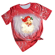 21女裝新款聖誕節印花休閑T恤 3D數碼女士圓領上衣歐美半袖TT恤衫