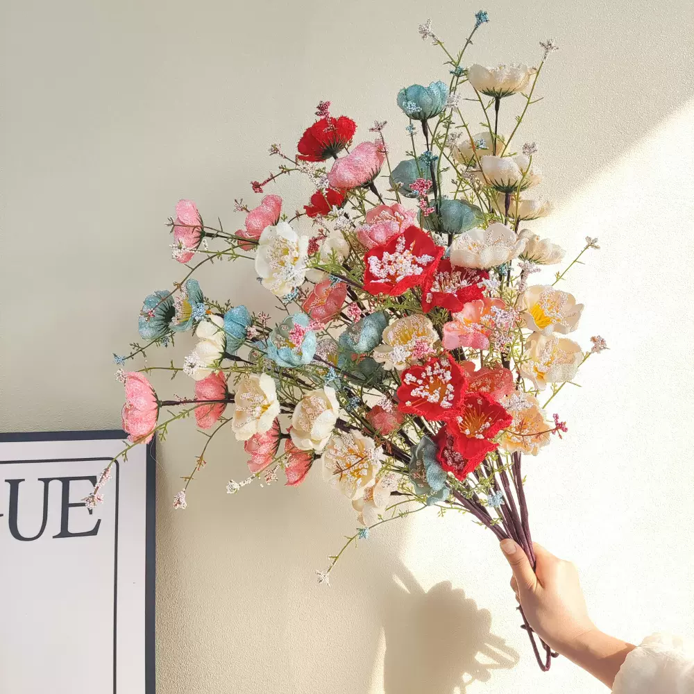 杜鹃花束假花泡沫花家居装饰客厅摆件仿真花人造杜鹃花粉蝶花批发