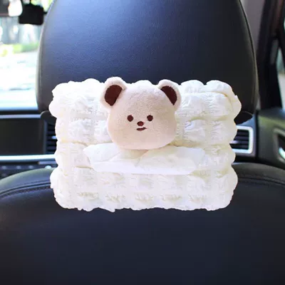 Box, Armrest Box, Sun Visor, Car tissue box/set - 18x22x3cm-size-without-paper-puff-tissue-box-round-bear