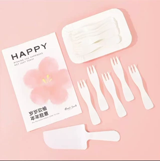 批发生日刀叉套装加厚塑料派对聚会烘焙蛋糕甜品一次性刀叉盘餐具