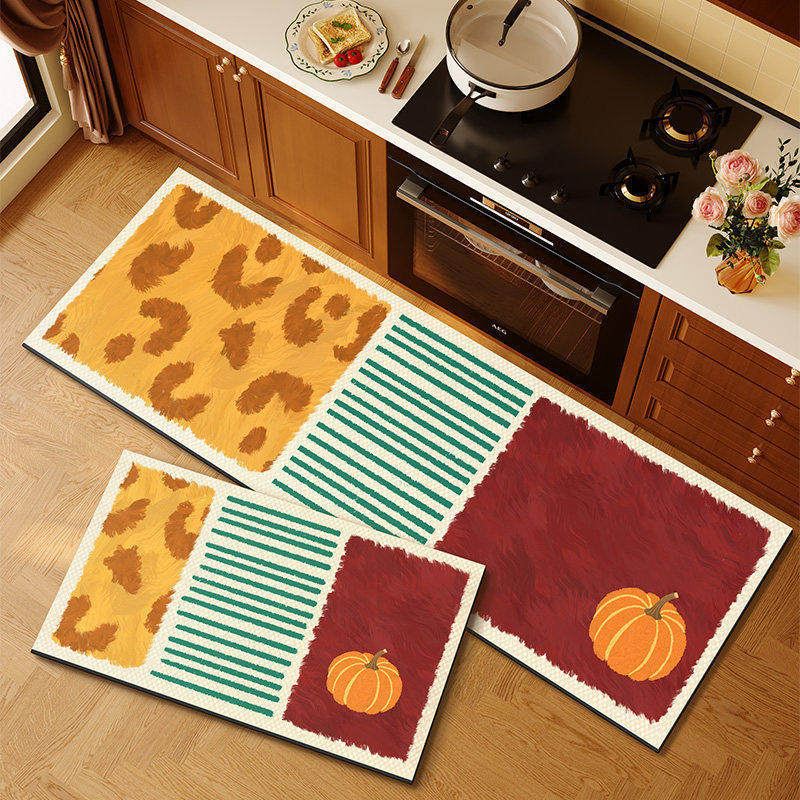American retro cocina alfombra de suelo de absorción de agua alfombra de suelo de puerta de aceite dos piezas conjuntos de alfombra antideslizante resistente al desgaste fácil de cuidar