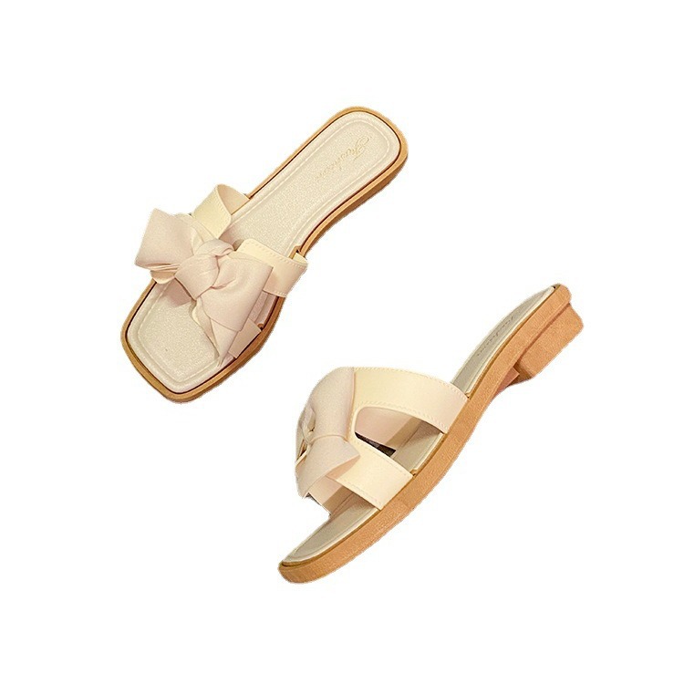 Zapatillas de playa con cuña para mujer, ropa exterior versátil, zapatillas antideslizantes con lazo, nuevos modelos en el mercado